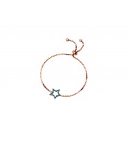 Sterling Silver Toggle Bracelet with Coloured CZ Stones - Turquoise - Star - Rose Gold Plated